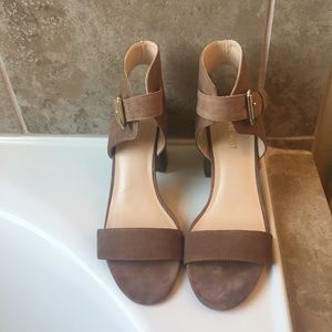 Nine West Taupe Suede Sandals